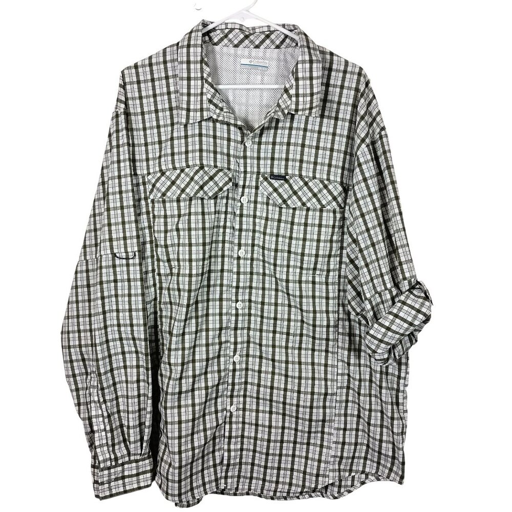 Columbia Silver Ridge Lite Shirt XXL Green Vented UV Hiking Outdoor Fishing
